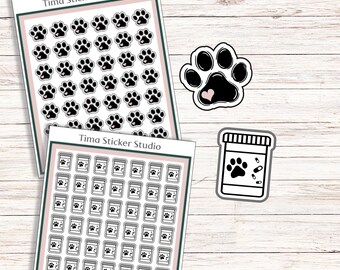 Pet Care Icon Stickers | Paw Print Icon Sticker | Stickers for Planners, Calendars, Bullet Journals and more