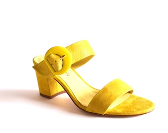 MARINA LIME HEEL -  Heeled sandals, womens shoes, leather, yellow color, glitter, Spring Summer, Nogueron