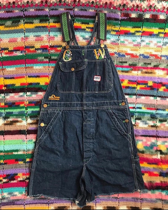 1970s embroidered shorteralls
