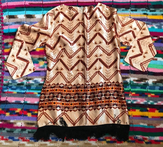 1960s fringe satin dress