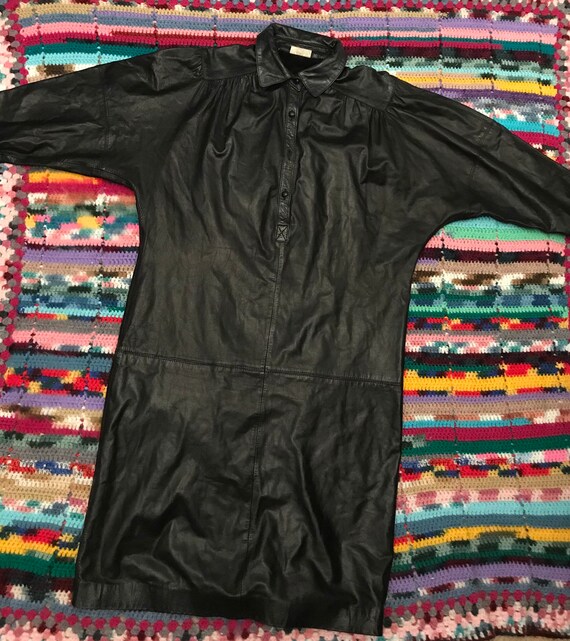 80s Oleg Cassini leather dress
