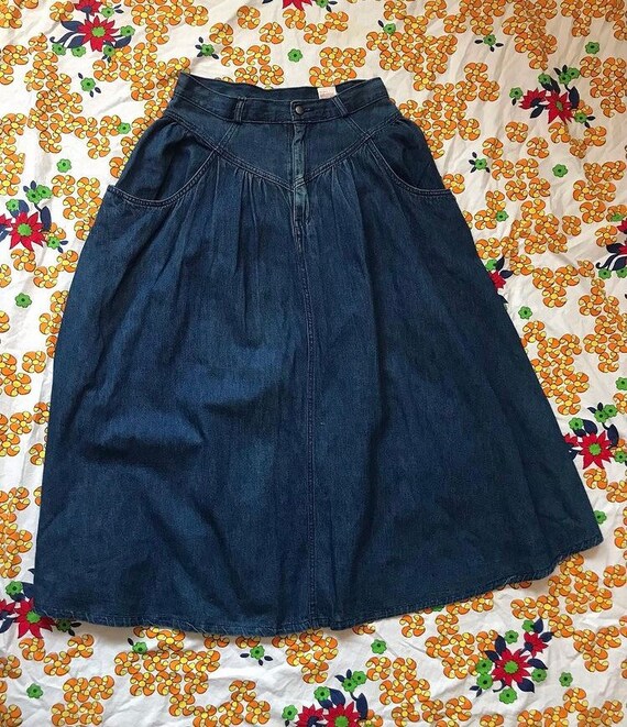 1980s jordache denim midi skirt