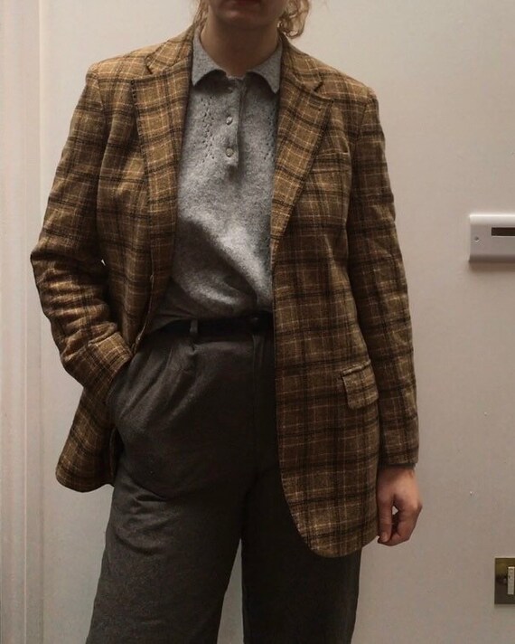 Vintage Guy Laroche wool and silk checked blazer