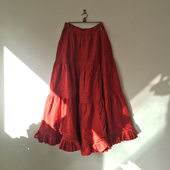 Vintage Laura Ashley 70s red ruffled skirt