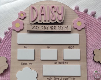 My First Day Last Day Of School Photo Prop Board, Personalised Flower Keepsake Plaque