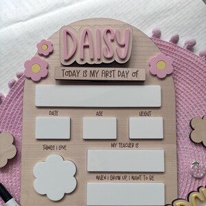 My First Day Last Day Of School Photo Prop Board, Personalised Flower Keepsake Plaque