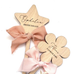 Personalised Bridesmaid Flower Girl Wand, Wedding Wand Wooden, Engraved Children’s wand, Bridesmaid Flower Girl Keepsake Favour