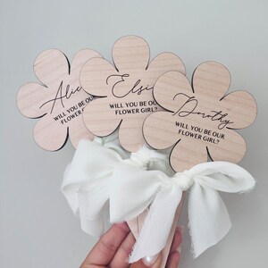 Personalised Flower Girl Proposal Wand: Engraved Wood Wedding Keepsake Wand