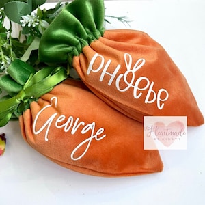 Personalised Easter Carrot Treat bag, Easter gift bag, Easter crate idea, Carrot party favours, Egg hunt Gift, Velvet Easter bag