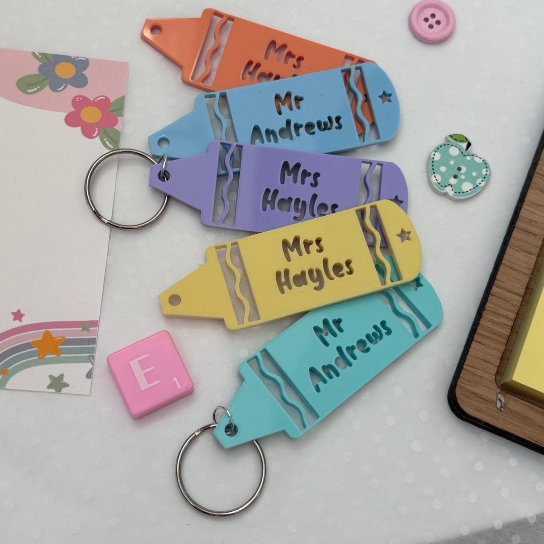 Crayon Key Rings Personalised Crayon Keyring: Teacher Appreciation Gift - Etsy