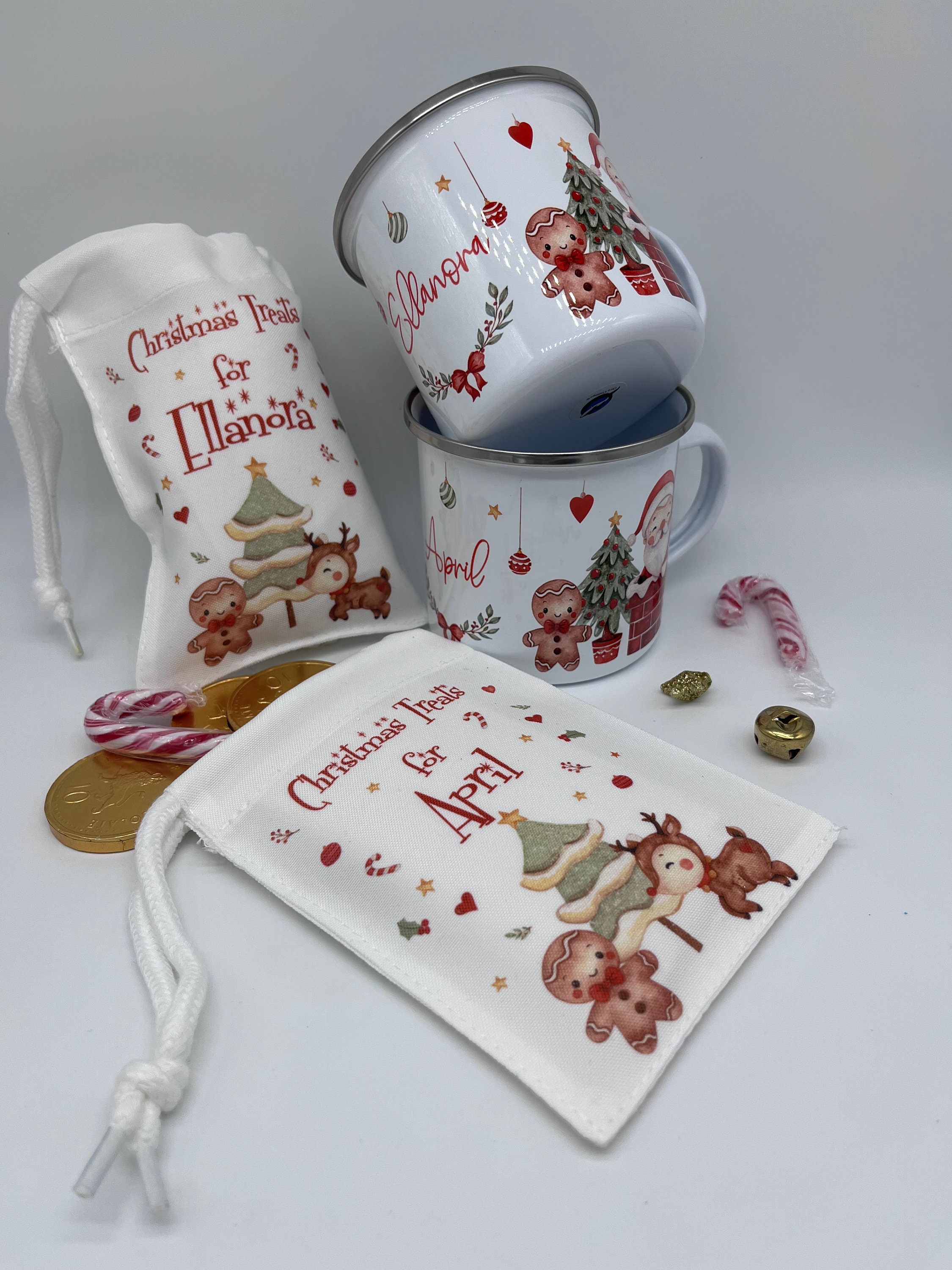Personalised Kids Christmas Hot Chocolate Christmas Eve Box Filler Gift Idea Enamel Mug Gingerbread