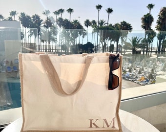 Personalised Monogram Beach Bag, Initials Hen party beach bag, name beach bag, personalised tote bag