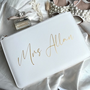 Personalised Bride Bag,Wedding Clutch Bag ,Luxury Bridal Bag Bride to be gift, Hen Gift, Honeymoon Bag, Mrs Handbag