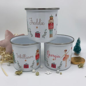 Personalised Kids Christmas Hot Chocolate Mug Nutcracker Theme Christmas Eve Box Filler Gift Idea Enamel Mug