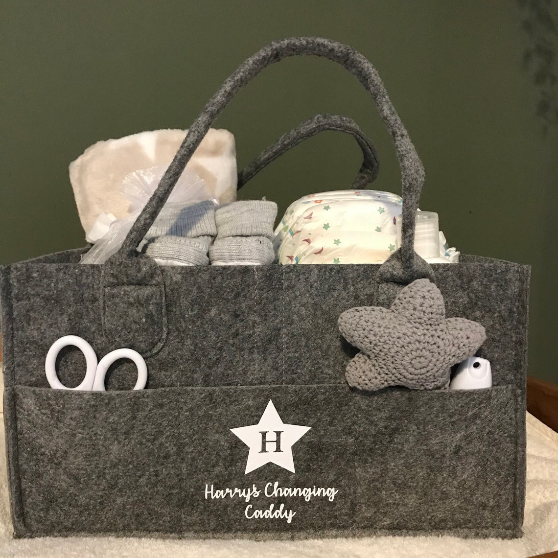 Personalised Baby Changing Caddy Felt Baby Shower New Baby Etsy