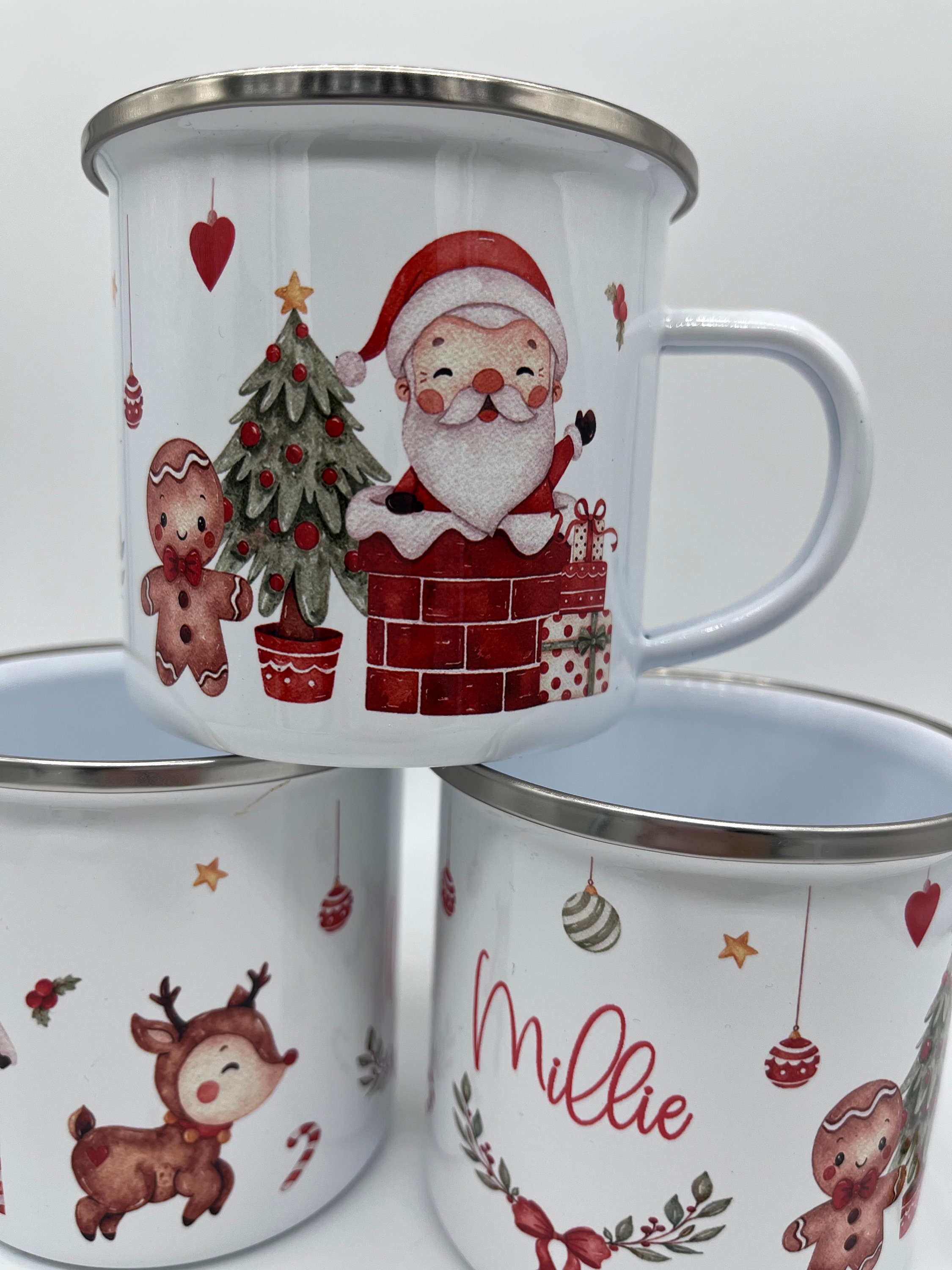 Personalised Kids Christmas Hot Chocolate Christmas Eve Box Filler Gift Idea Enamel Mug Gingerbread