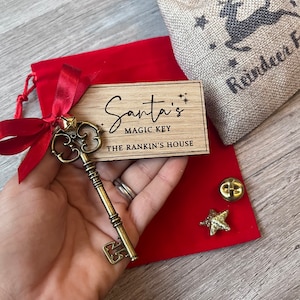 Personalised Santa’s Magic Key, Father Christmas Key, Traditional Engraved Wooden Key, Christmas Eve Box Tradition, Xmas Eve box