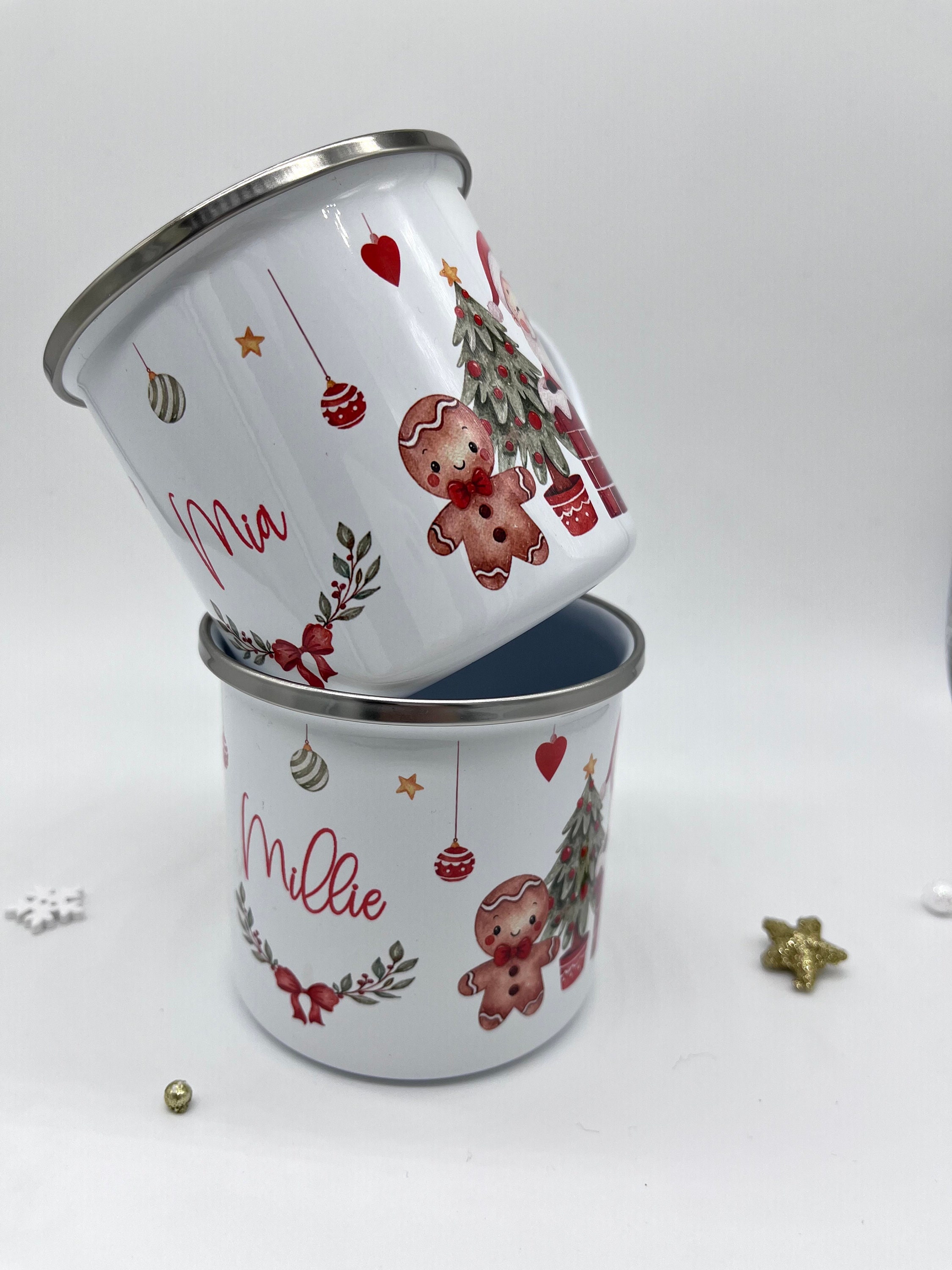 Personalised Kids Christmas Hot Chocolate Christmas Eve Box Filler Gift Idea Enamel Mug Gingerbread