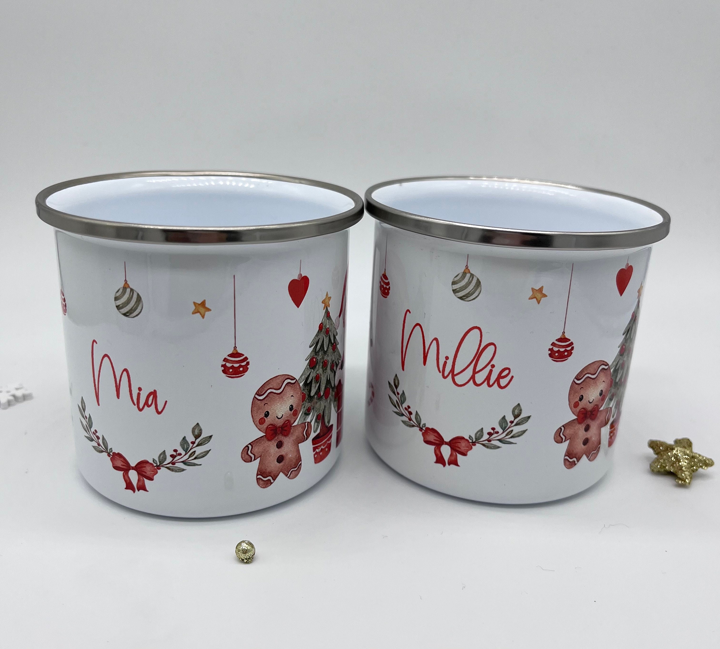 Personalised Kids Christmas Hot Chocolate Christmas Eve Box Filler Gift Idea Enamel Mug Gingerbread