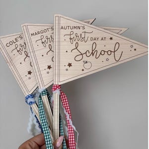 My First Day at School Personalised Flag, First School Day Gift, Starting School Photo Prop, First day of School Keepsake Flag
