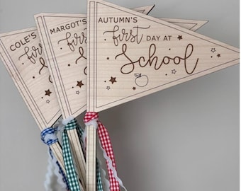 My First Day at School Personalised Flag, First School Day Gift, Starting School Photo Prop, First day of School Keepsake Flag