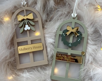First Christmas In Our New Home Personalised Keepsake Bauble, Our 1st Christmas at Home Front Door Tree Ornament