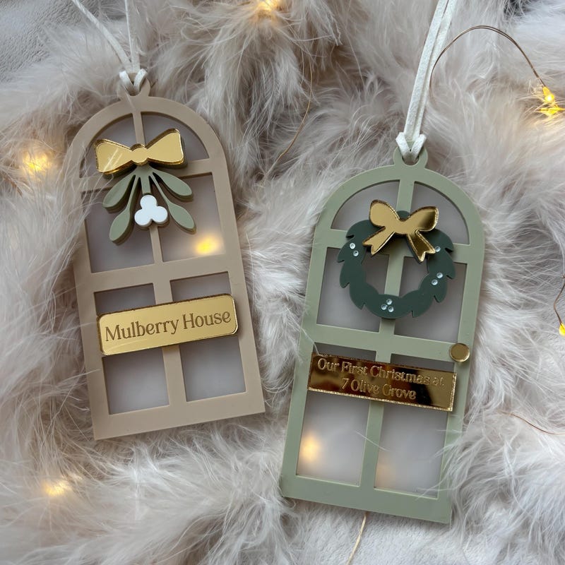 First Christmas In Our New Home Personalised Keepsake Bauble, Our 1st Christmas at Home Front Door Tree Ornament