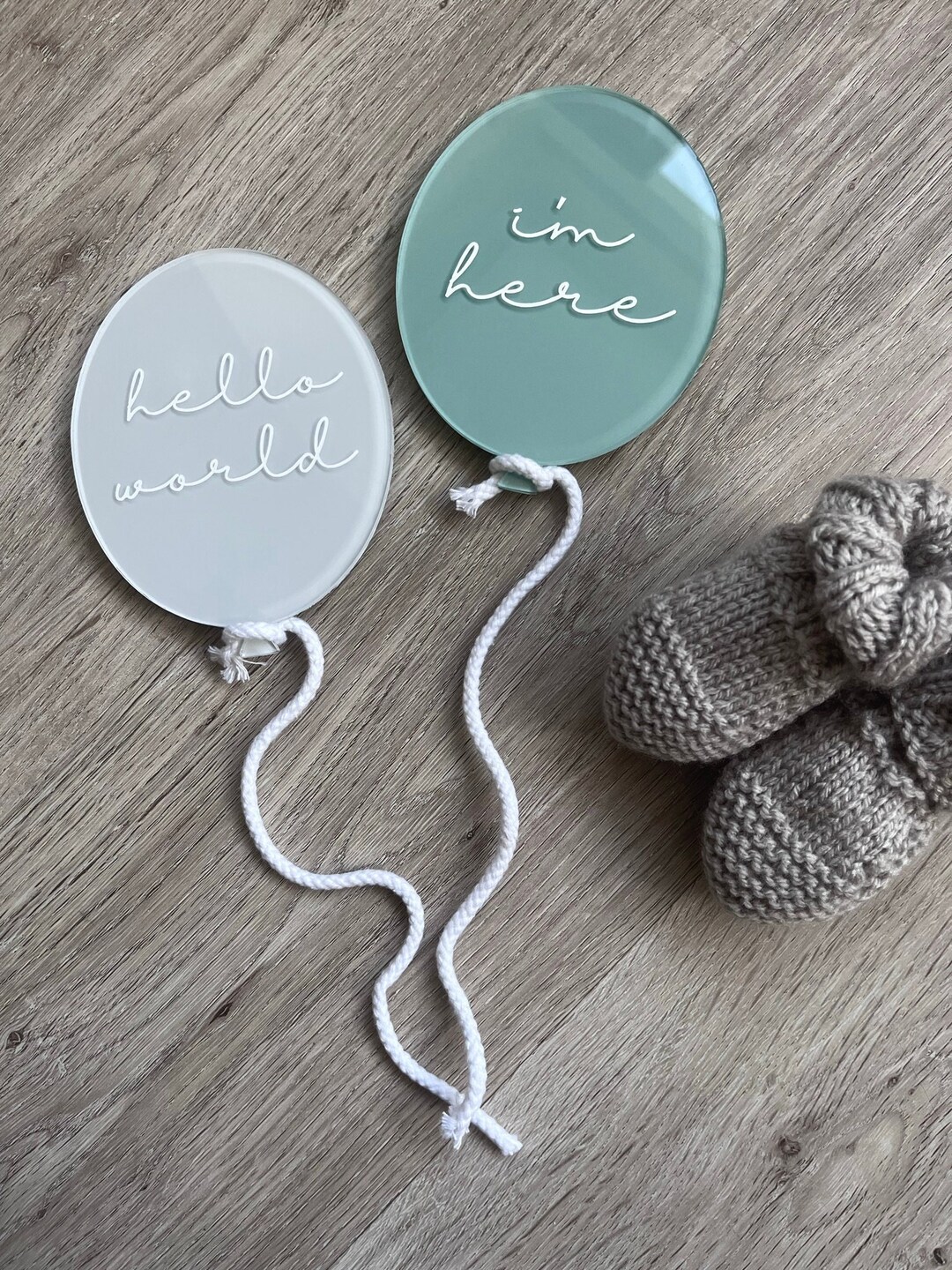 Balloon Baby Announcement Photo Prop, Hello World Acrylic Plaque, Baby ...