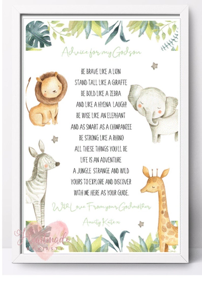 Personalised Godson Poem Promise Print Baptism Christening Day Etsy