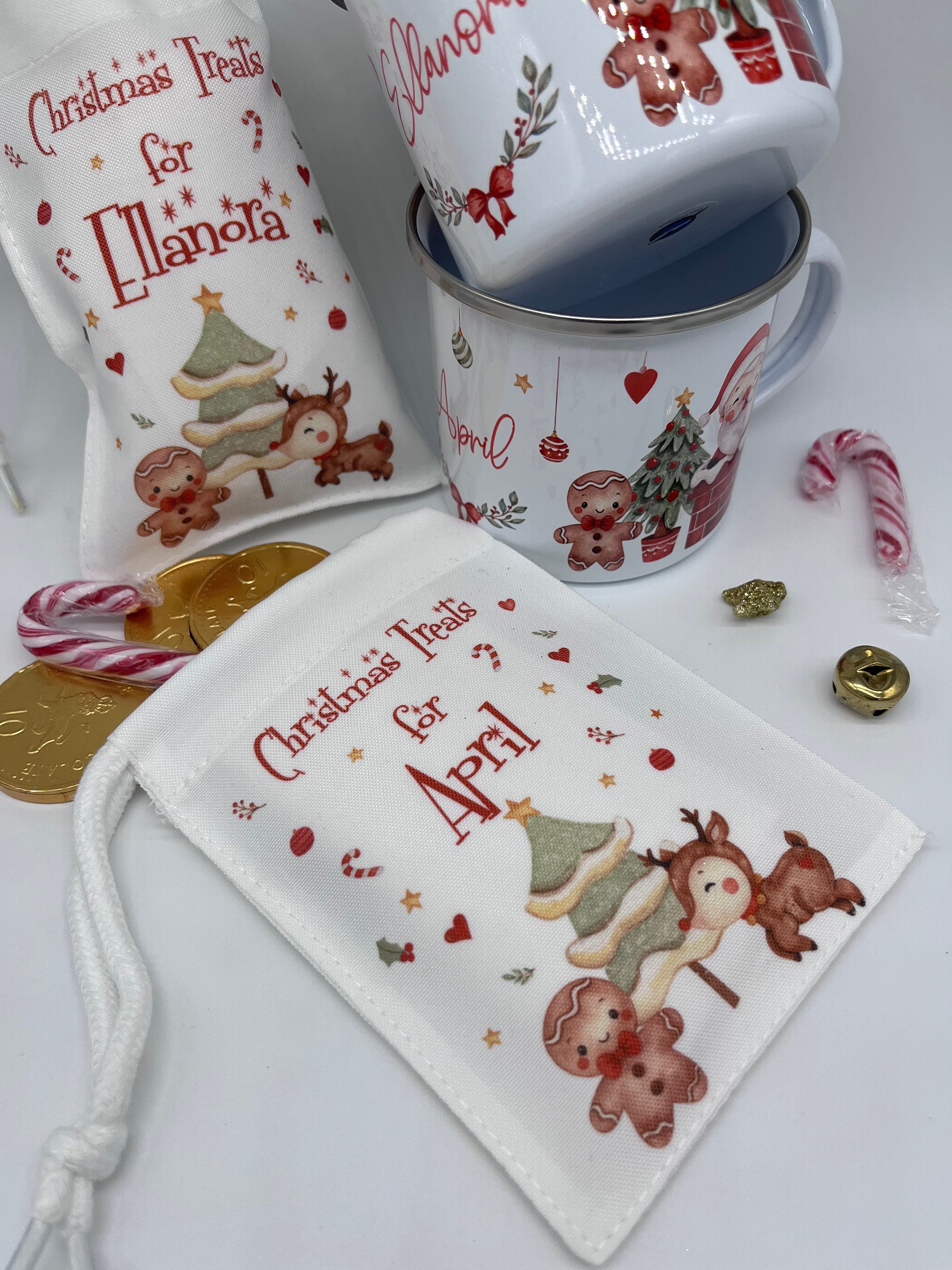 Personalised Kids Christmas Hot Chocolate Christmas Eve Box Filler Gift Idea Enamel Mug Gingerbread