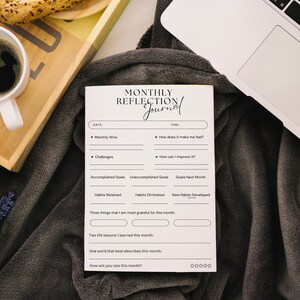 Downloadable Monthly reflection journal page pdf file mindful journal mindfulness reflections