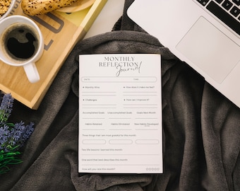 Downloadable Monthly reflection journal page pdf file mindful journal mindfulness reflections