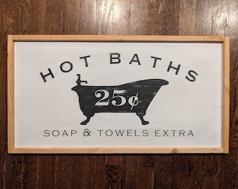 Hot Baths SVG Farmhouse style bathroom sign FILE instant download file ONLY Cricut or silhouette cutting file