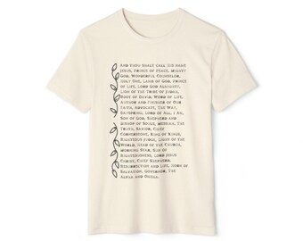 Names of God tee unisex Christian shirt Bible tee