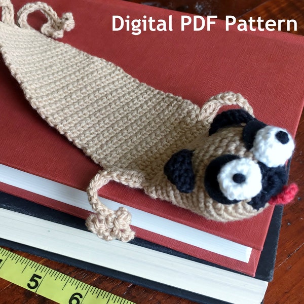 The Ugly Pugly Crocheted Bookmark PDF Pattern | Crochet Pug Pattern Instant Download | DIY | Book Lover Pattern | Make Your Own Bookmarks