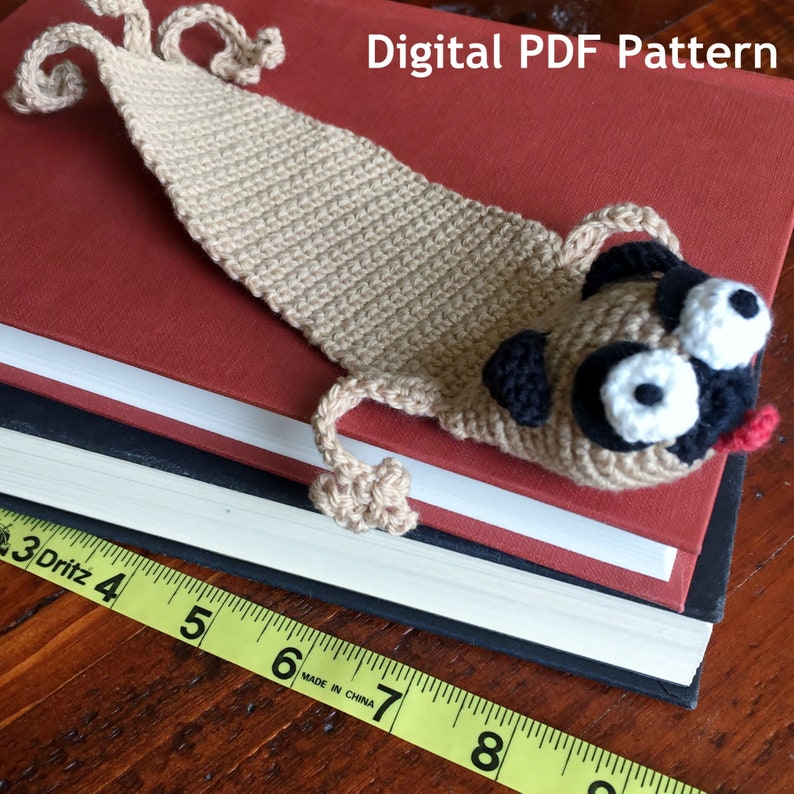 The Ugly Pugly Crocheted Bookmark PDF Pattern Crochet Pug Pattern Instant Download DIY Book Lover Pattern Make Your Own Bookmarks image 1