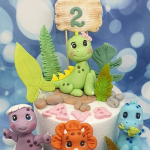 Baby Dino Cute Dinosaur Edible Birthday Boy Girl Personalised Handmade Cake Topper
