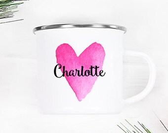 Mug For Kids - Birthday Favor - Heart Mug - Girls Hot Chocolate Mug - Personalized Mug - Name Mug - Camp Mug - Cocoa Mug - Gift for Girls