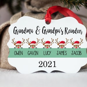 Personalized Ornament - Grandmother Christmas Ornament - Home Decor - Grandma Grandpa Gift - Reindeer Ornament - Christmas Decor - Grandkids