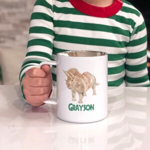 Triceratops Mug - Dinosaur Mug - Birthday Gift - Personalized Kids Dino Mug - Dino Coffee Mug - Gift for Boys - Dinosaur Birthday Favors