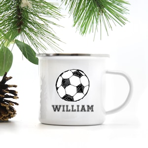 Personalized Soccer Mug Custom Boys Mugs Kids Hot Chocolate Mugs Gifts for Boys Hot Cocoa Mugs Campfire Mugs Personalized Gift image 1