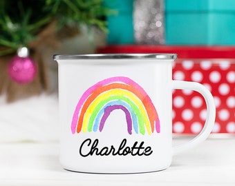 Rainbow Mug - Personalized Valentine's Gifts - Girls Hot Chocolate Mug - Personalized Kid Mug - Mug - Christmas Gift for Girls - Hot Cocoa