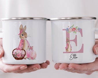Easter Basket Gift, Personalized Kids Easter Gift, Easter Bunny Mug, Peter Rabbit Mug, Flopsy, Easter Mug, Pink Bunny Mug, Gift For Girls