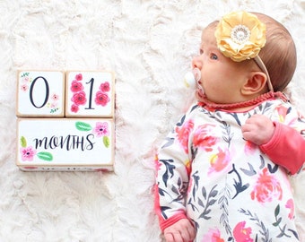 Baby Girl, Baby Age Blocks, Baby Milestone Blocks, Baby Photo Props, Monthly Baby Blocks, Baby Accessories, Baby Gift, Nursery Decor, Shower