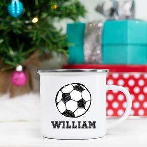 Personalized Soccer Mug Custom Boys Mugs Kids Hot Chocolate Mugs Gifts for Boys Hot Cocoa Mugs Campfire Mugs Personalized Gift image 2