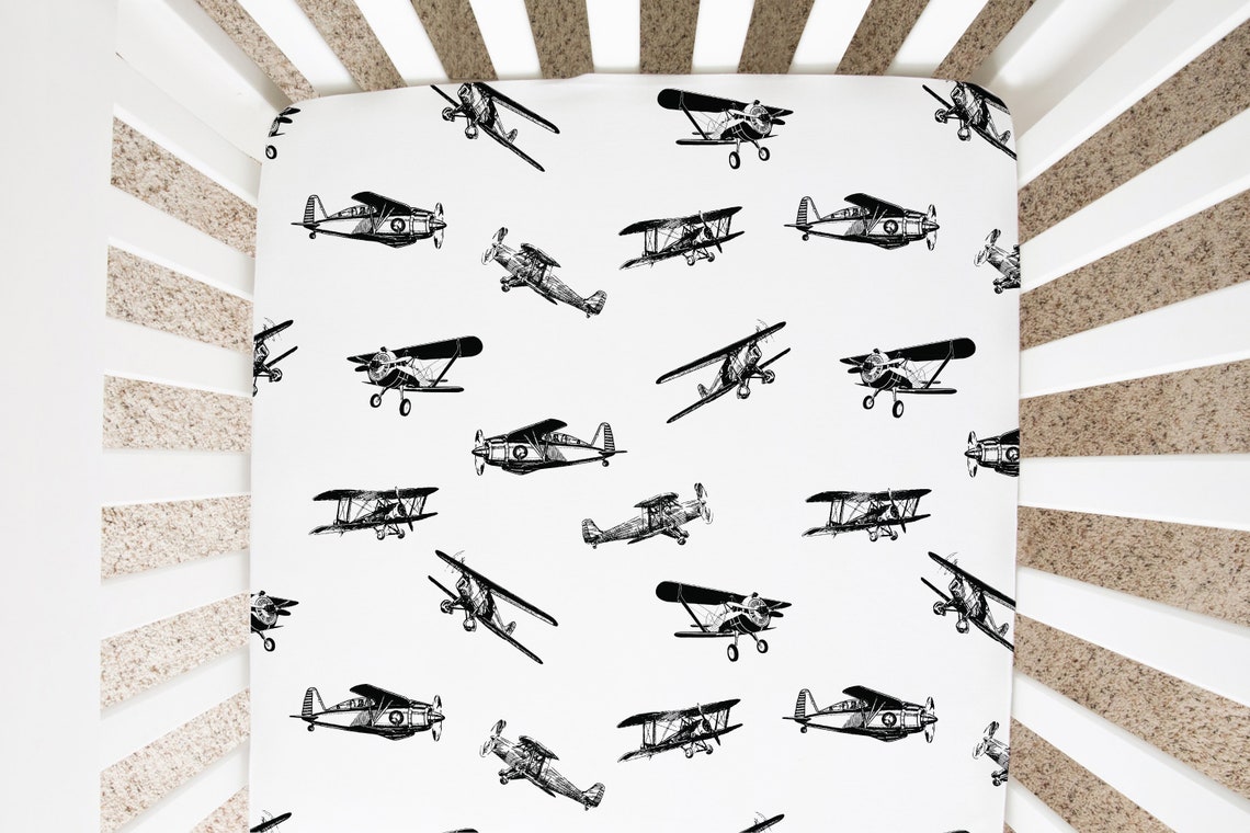 Crib Sheet Airplane Baby Bedding Fitted Crib Sheet Minky Crib Etsy