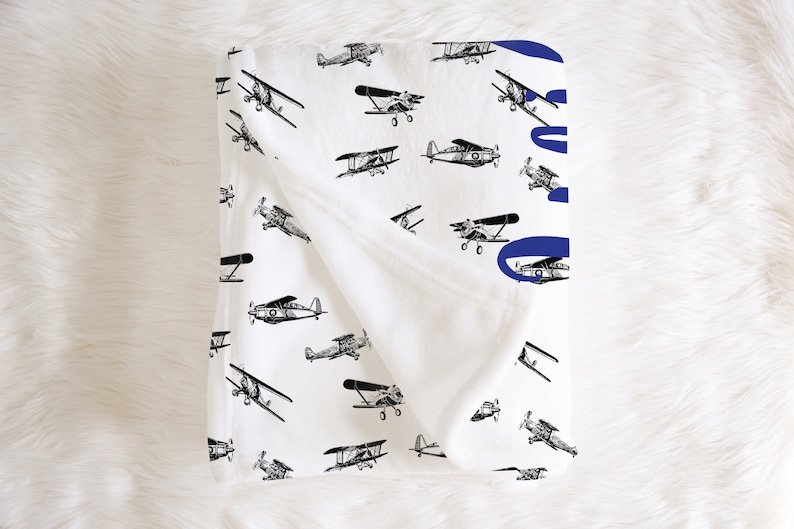 Personalized Airplane Blanket Baby Boy Blanket Minky Etsy