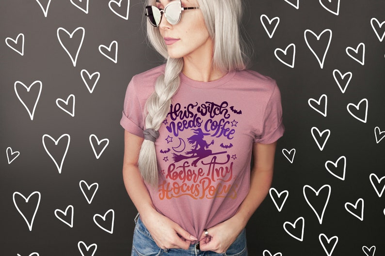 Halloween Shirt Halloween Shirt for Women This Witch Needs Coffee Hocus Pocus Basic Witch Shirt Coffee Lover Witch Shirt Shirt Heather Mauve