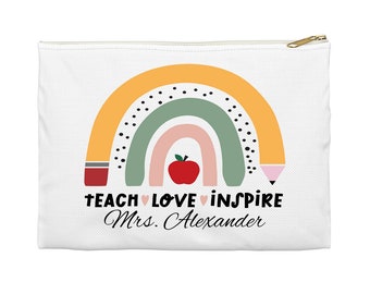 Personalized Teacher Pencil Bag - Canvas Penicil Bag - Personalized Pencil Bag - Teacher Gift - Personalized Gift for Teachers - Teach Love