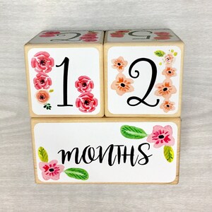 Baby Girl, Baby Age Blocks, Baby Milestone Blocks, Baby Photo Props, Monthly Baby Blocks, Baby Accessories, Baby Gift, Nursery Decor, Shower image 5